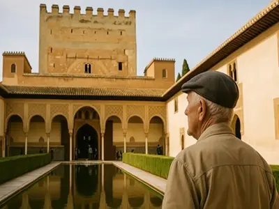 Señor mayor visitando la Alhambra